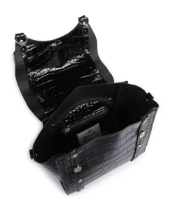 Betty Embossed Croc Small Handtasche geprägtes Kalbsleder schwarz