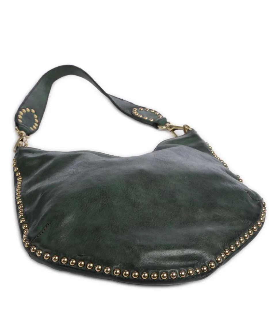 Beuteltasche genarbtes Rindsleder dunkelgrün