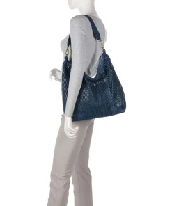 Beuteltasche genarbtes Rindsleder dunkelblau