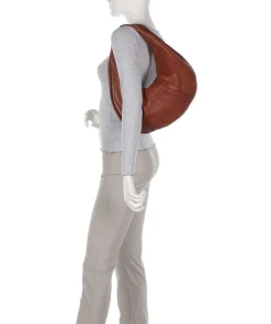 Beuteltasche genarbtes Rindsleder cognac