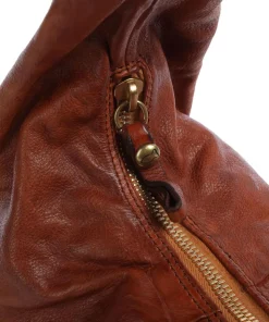 Beuteltasche genarbtes Rindsleder cognac