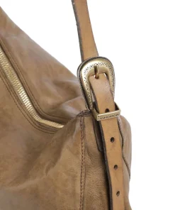 Beuteltasche genarbtes Rindsleder olivgrün