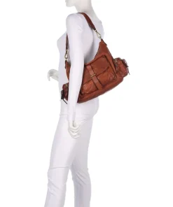 Beuteltasche genarbtes Rindsleder cognac