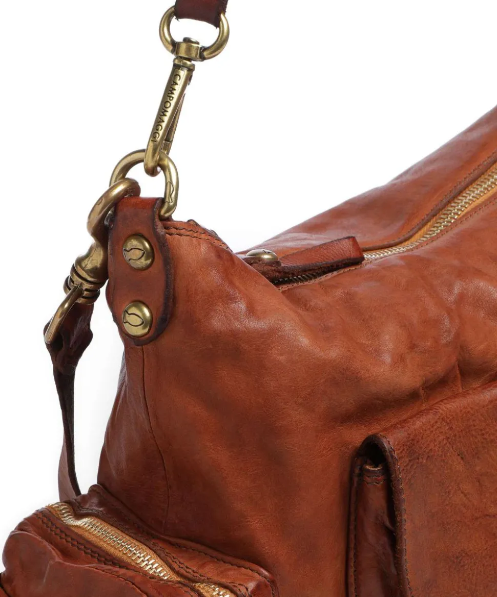 Beuteltasche genarbtes Rindsleder cognac