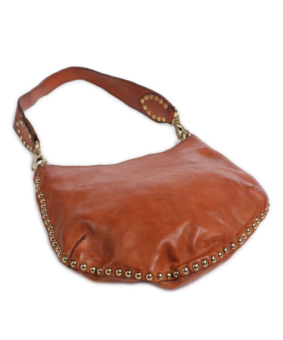 Beuteltasche genarbtes Rindsleder cognac