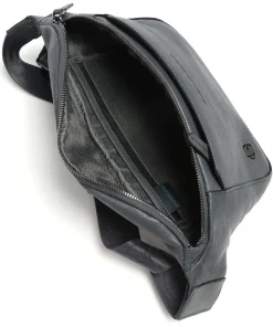 Black Square Gürteltasche genarbtes Rindsleder blaugrau