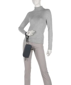 Black Square Handgelenktasche Leder, fein genarbtes Leder dunkelblau