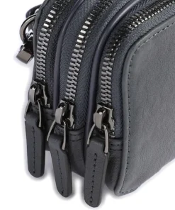Black Square Handgelenktasche Leder, fein genarbtes Leder dunkelblau