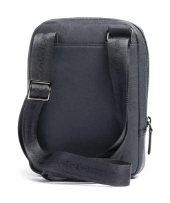 Black Square Umhängetasche genarbtes Rindsleder blaugrau