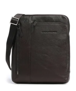 Black Square Umhängetasche genarbtes Leder dunkelbraun