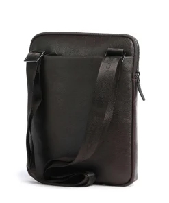 Black Square Umhängetasche genarbtes Leder dunkelbraun