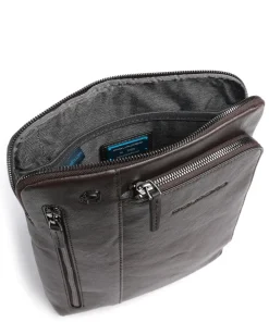 Black Square Umhängetasche genarbtes Leder dunkelbraun