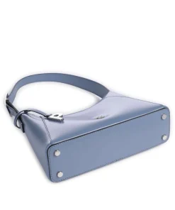 Black Tie Schultertasche glattes Rindsleder blaugrau