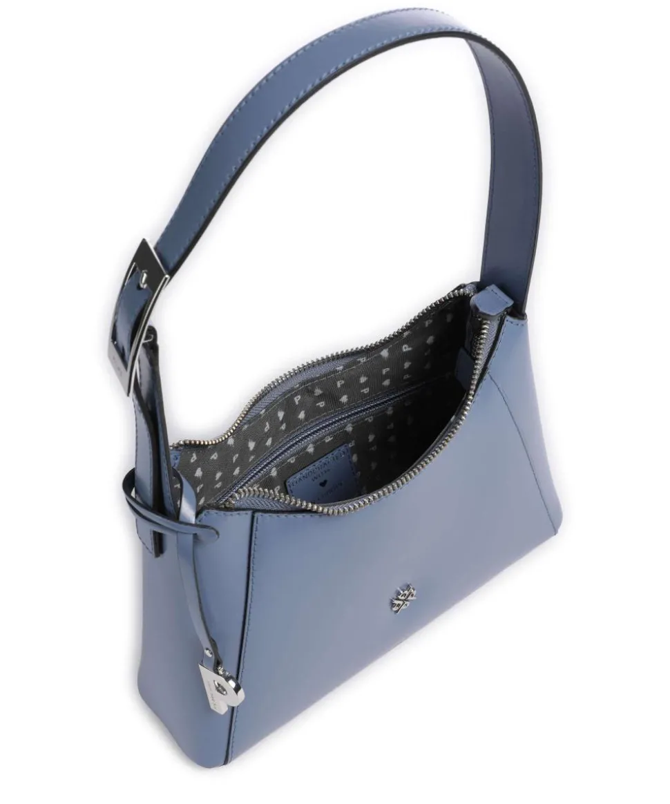 Black Tie Schultertasche glattes Rindsleder blaugrau