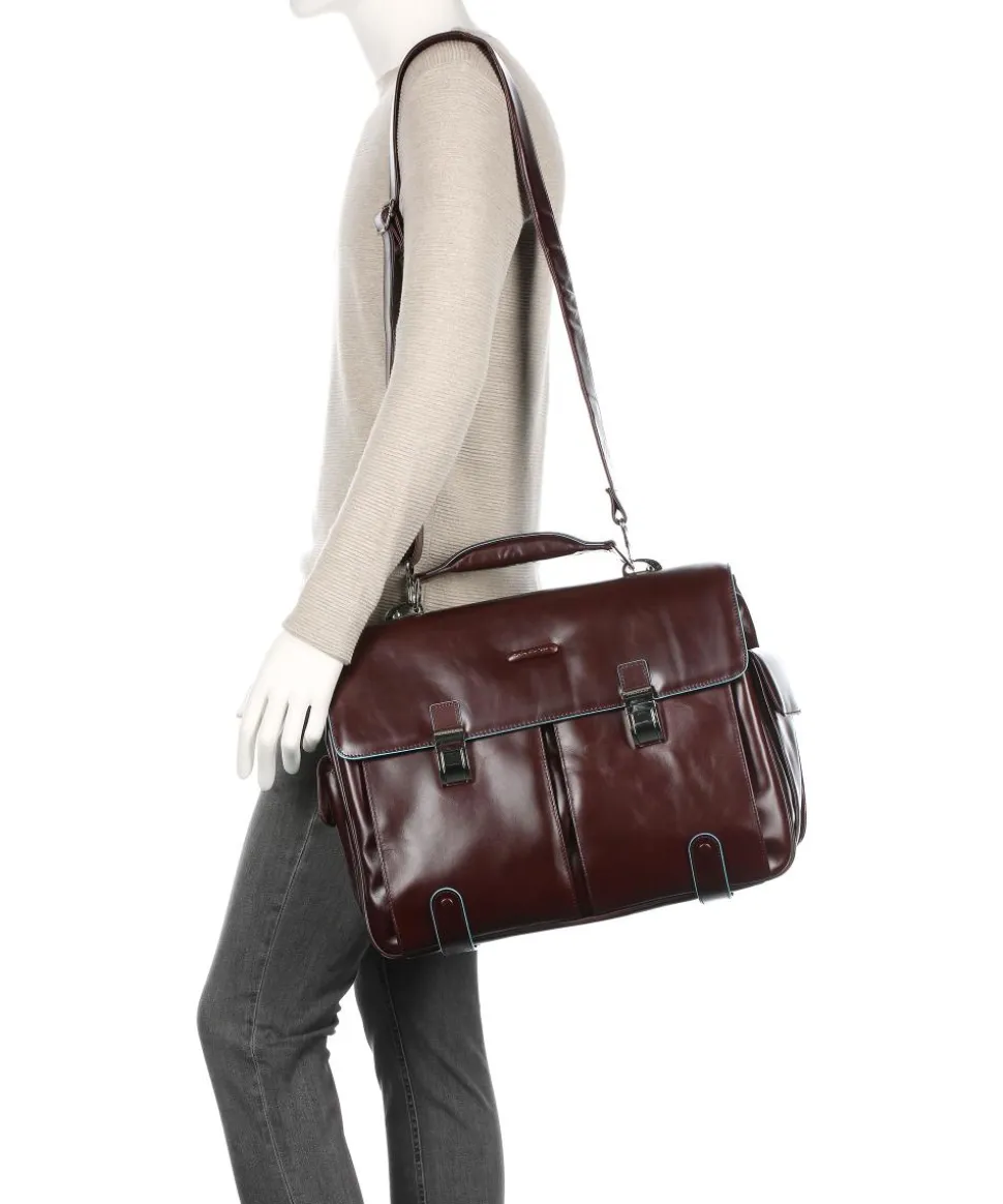 Blue Square Aktentasche 15″ Leder, genarbtes Leder mahagoni