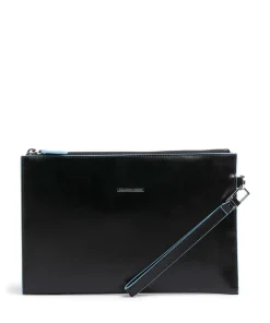 Blue Square Handgelenktasche fein genarbtes Leder schwarz