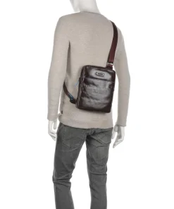 Blue Square Revamp Umhängetasche fein genarbtes Rindsleder mahagoni