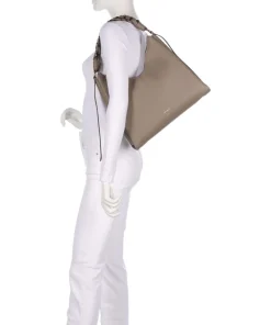 Boheme Grana Double Beuteltasche genarbtes Leder taupe