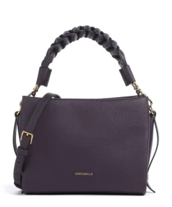 Boheme Grana Double Handtasche genarbtes Leder pflaume