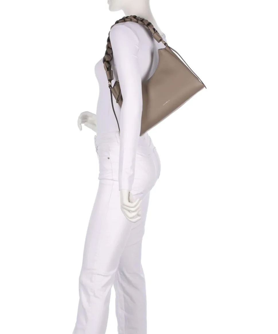 Boheme Grana Double Schultertasche genarbtes Leder taupe