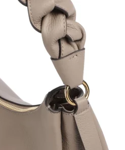 Boheme Grana Double Schultertasche genarbtes Leder taupe
