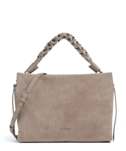 Boheme Suede Beuteltasche aufgerautes Rindsleder taupe