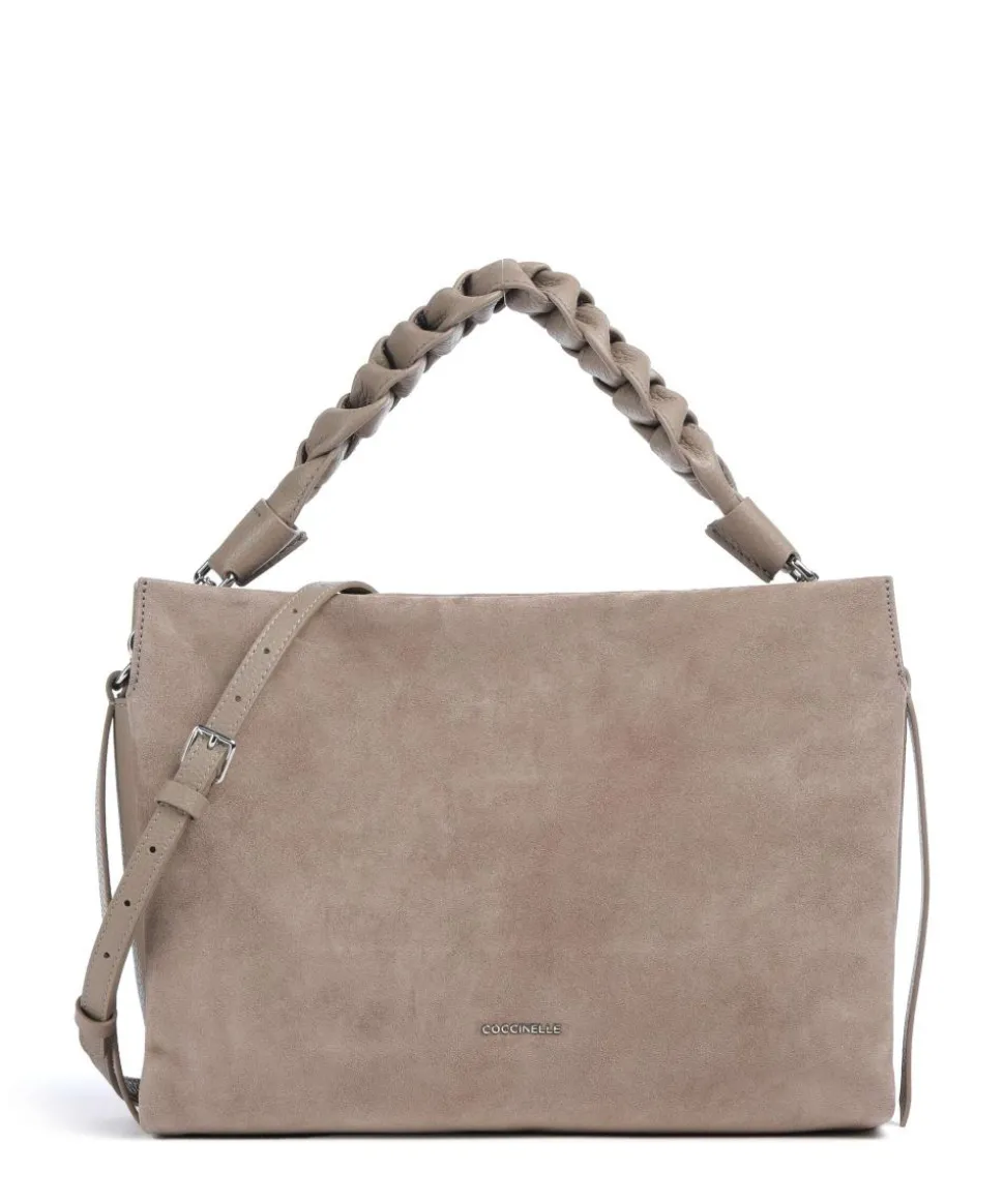 Boheme Suede Beuteltasche aufgerautes Rindsleder taupe