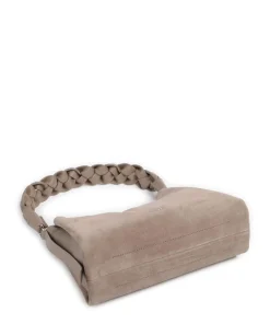 Boheme Suede Schultertasche aufgerautes Rindsleder taupe