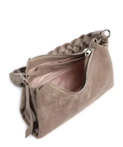 Boheme Suede Schultertasche aufgerautes Rindsleder taupe