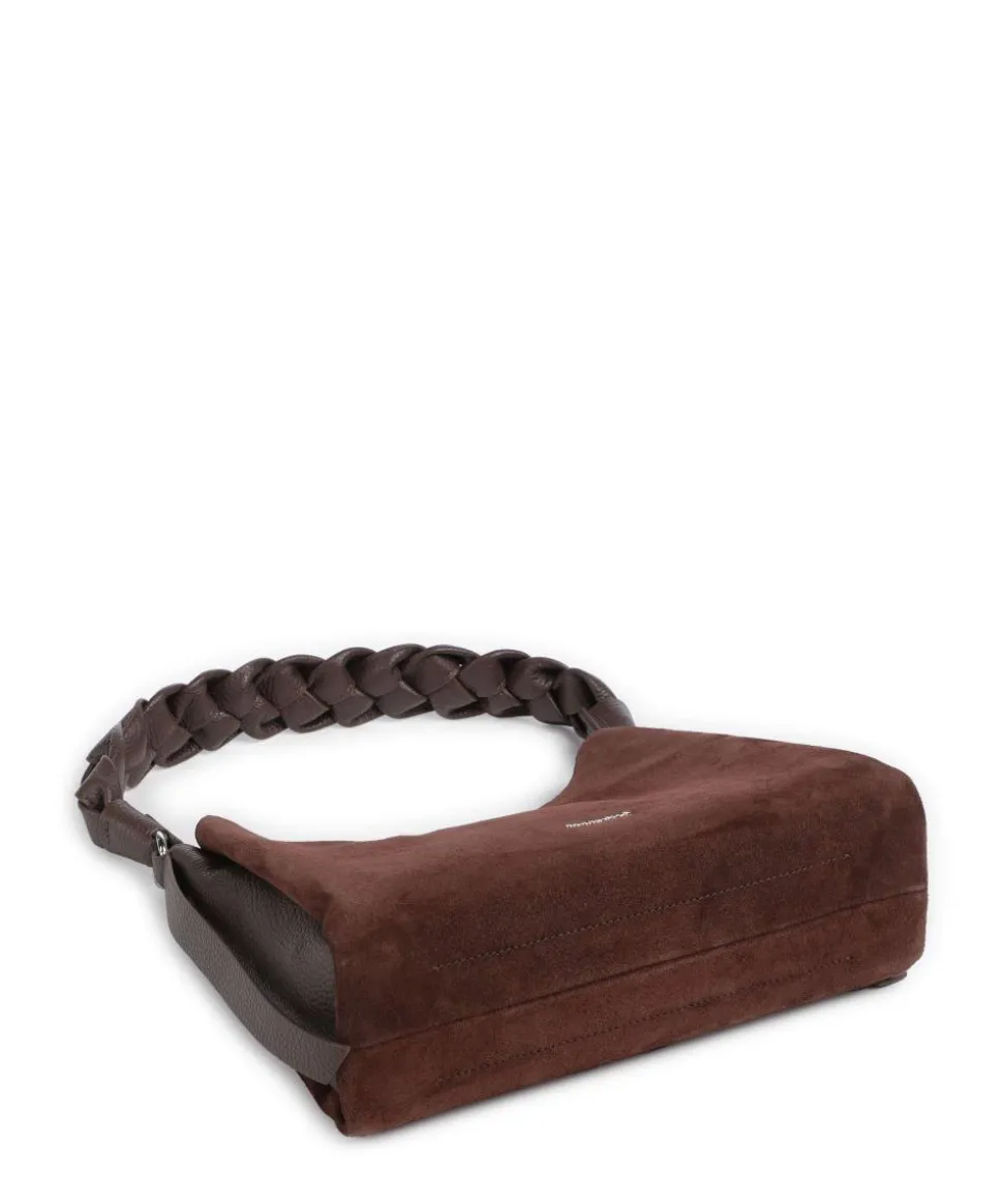 Boheme Suede Schultertasche aufgerautes Rindsleder dunkelbraun