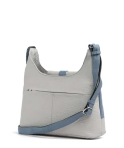 Boston Umhängetasche genarbtes Leder hellgrau