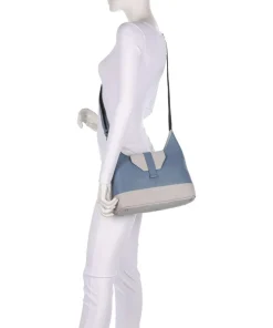 Boston Umhängetasche genarbtes Leder hellgrau