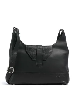 Boston Umhängetasche genarbtes Leder schwarz