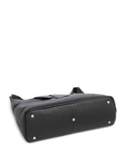 Boston Umhängetasche genarbtes Leder schwarz