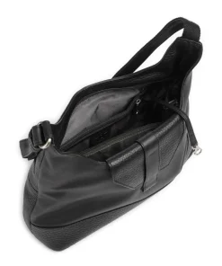 Boston Umhängetasche genarbtes Leder schwarz