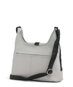 Boston Umhängetasche genarbtes Leder grau/schwarz