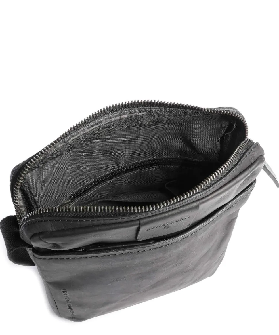 Brick Lane Umhängetasche Leder schwarz