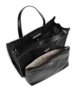Brigitta Handtasche Lederimitat schwarz
