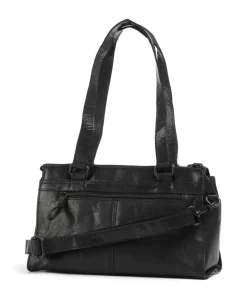 Bronco Amity Schultertasche fein genarbtes Leder schwarz