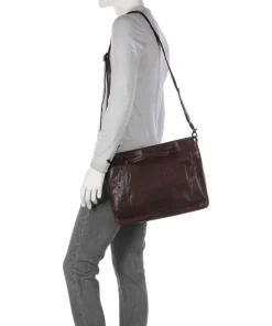 Bronco Bennie Aktentasche 14″ fein genarbtes Leder dunkelbraun