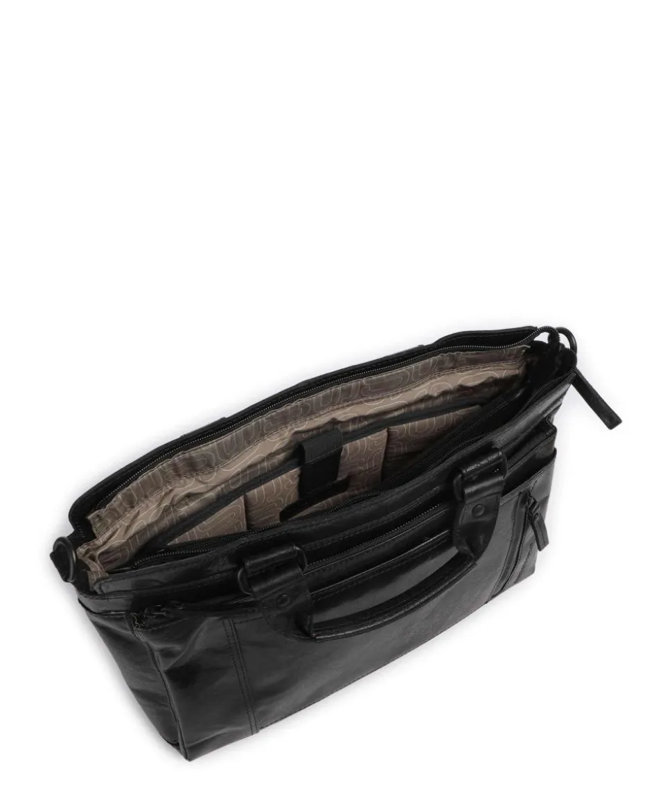 Bronco Bennie Aktentasche 14″ fein genarbtes Leder schwarz