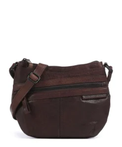 Bronco Camreen Umhängetasche genarbtes Leder dunkelbraun