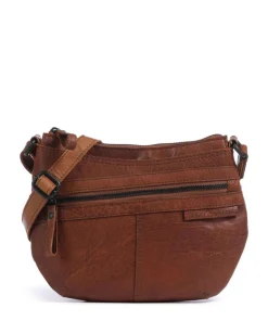 Bronco Camreen Umhängetasche genarbtes Leder braun