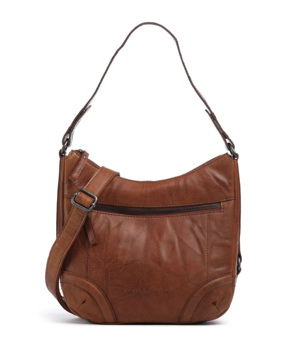 Bronco Candee Beuteltasche fein genarbtes Leder cognac