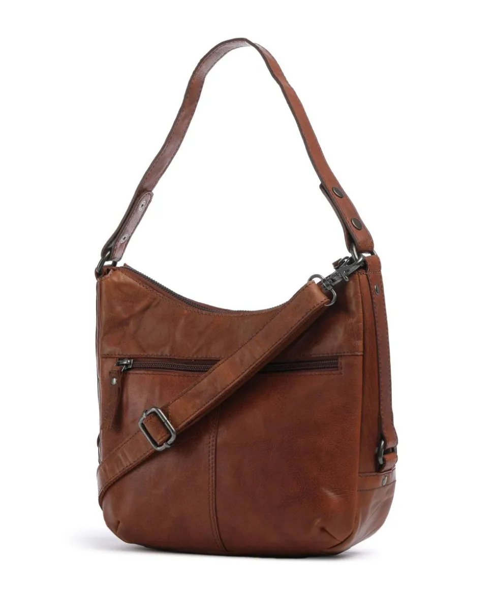 Bronco Candee Beuteltasche fein genarbtes Leder cognac