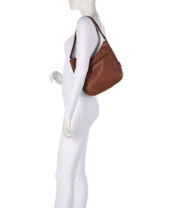 Bronco Candee Beuteltasche fein genarbtes Leder cognac