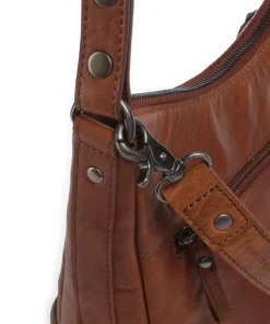 Bronco Candee Beuteltasche fein genarbtes Leder cognac