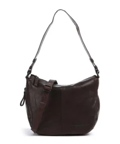 Bronco Carmen Schultertasche fein genarbtes Leder dunkelbraun