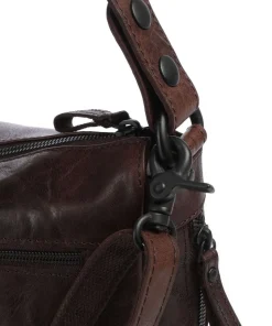 Bronco Carmen Schultertasche fein genarbtes Leder dunkelbraun
