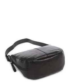 Bronco Carmen Schultertasche fein genarbtes Leder schwarz